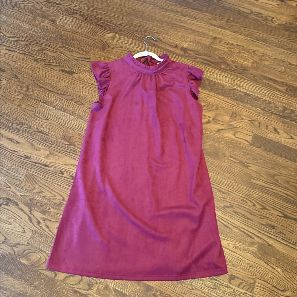 Adorable mauve suede baby doll dress. Perfect for the holidays!
